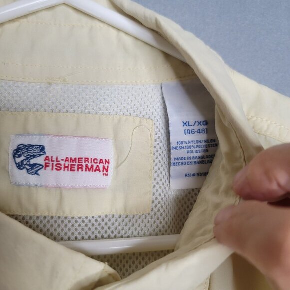 All American Fisherman Mens Shirt Size XL Outdoor Fishing Long Sleeve Pale Yello - Picture 4 of 4